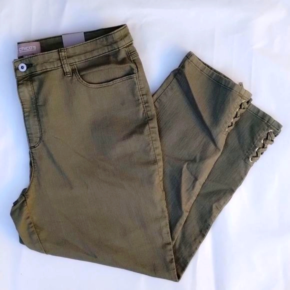 Chico's Skimmer Denim Lace Up  Jean Fashion Fatigue